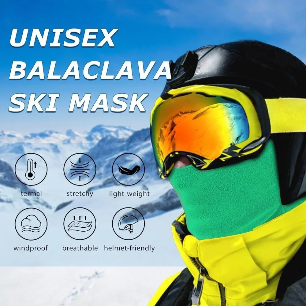 Women's Green Balaclava Mask Warm Windproof Lightweight Winter Face Mask